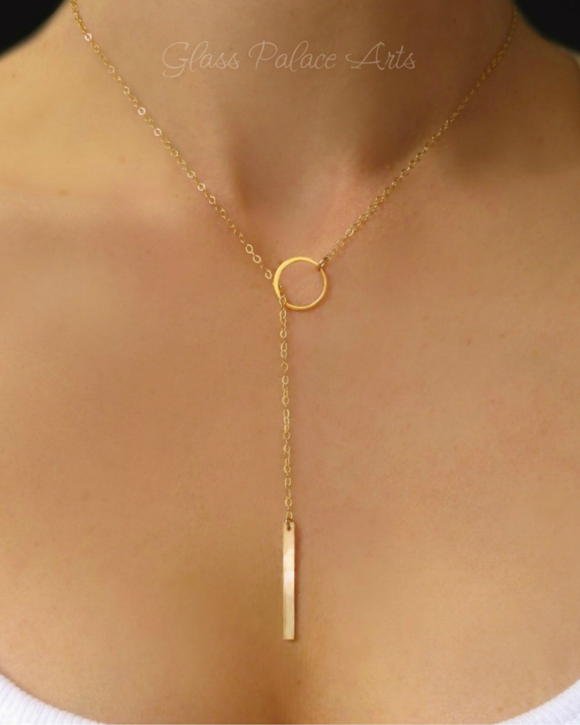 Lariat Necklace For Women With Vertical Bar Y Drop
