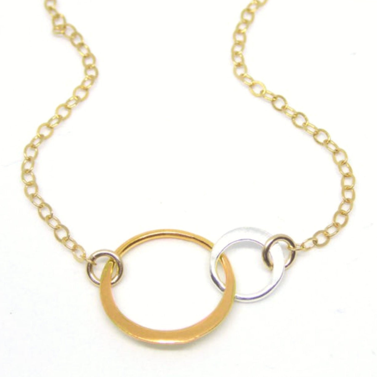 Mixed Metal Linked Circles Eternity Necklace For Women