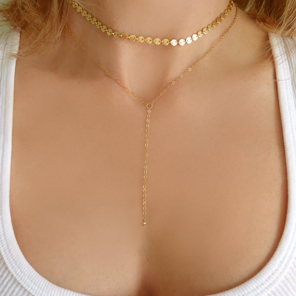 Choker Lariat Necklace Set For Women - Sterling Silver, Gold, Rose Gold