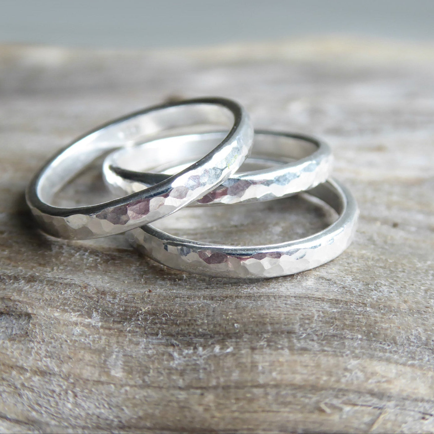 Sterling Silver Knuckle Ring - Hammered Midi Ring Sets