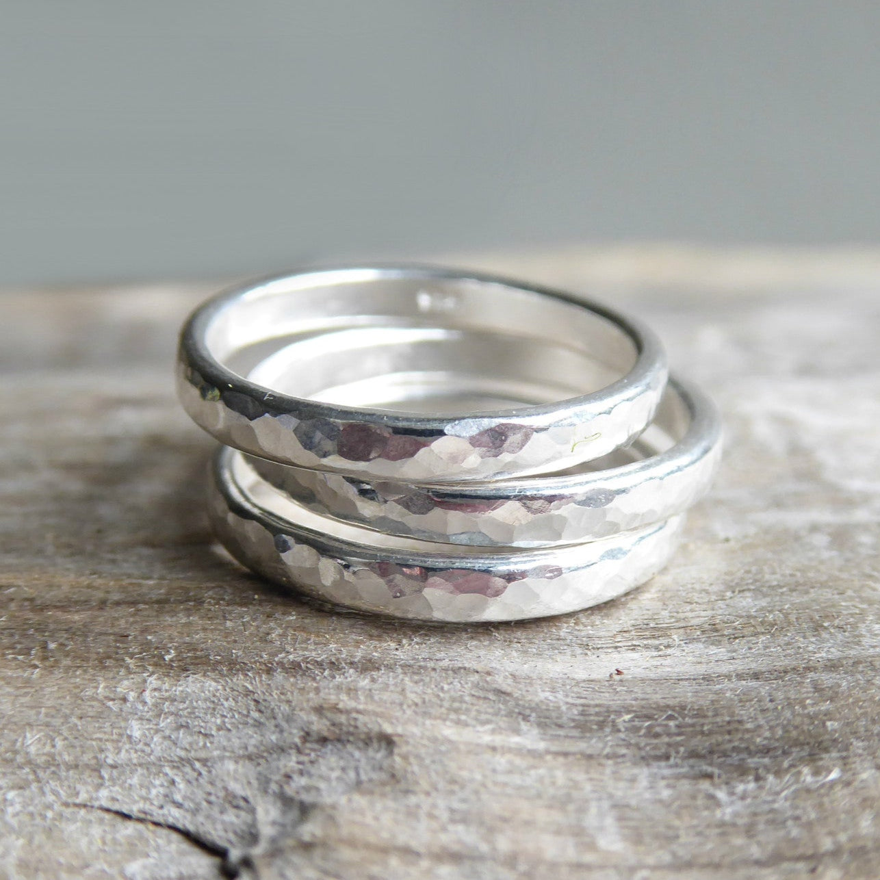 Sterling Silver Knuckle Ring - Hammered Midi Ring Sets