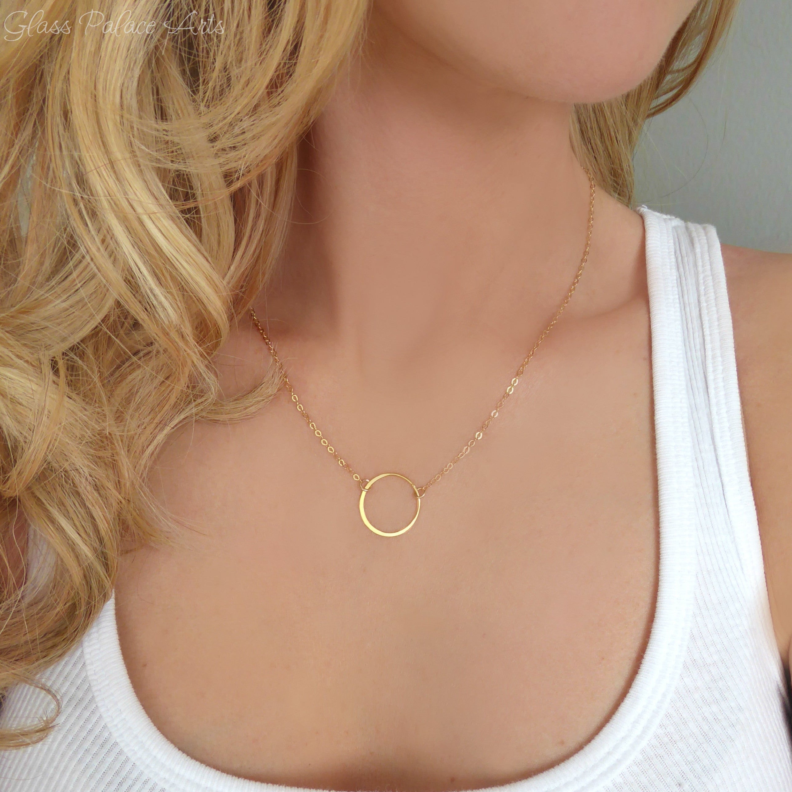 Minimalist Circle Necklace With Infinity Pendant - Gold
