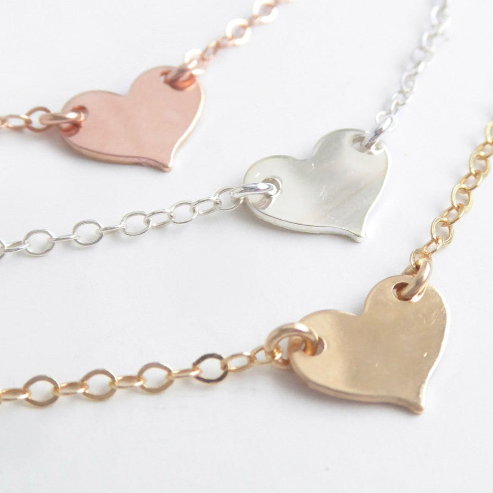 Personalized Heart Choker Necklace For Women - Sterling Silver, 14k Gold Fill or Rose Gold