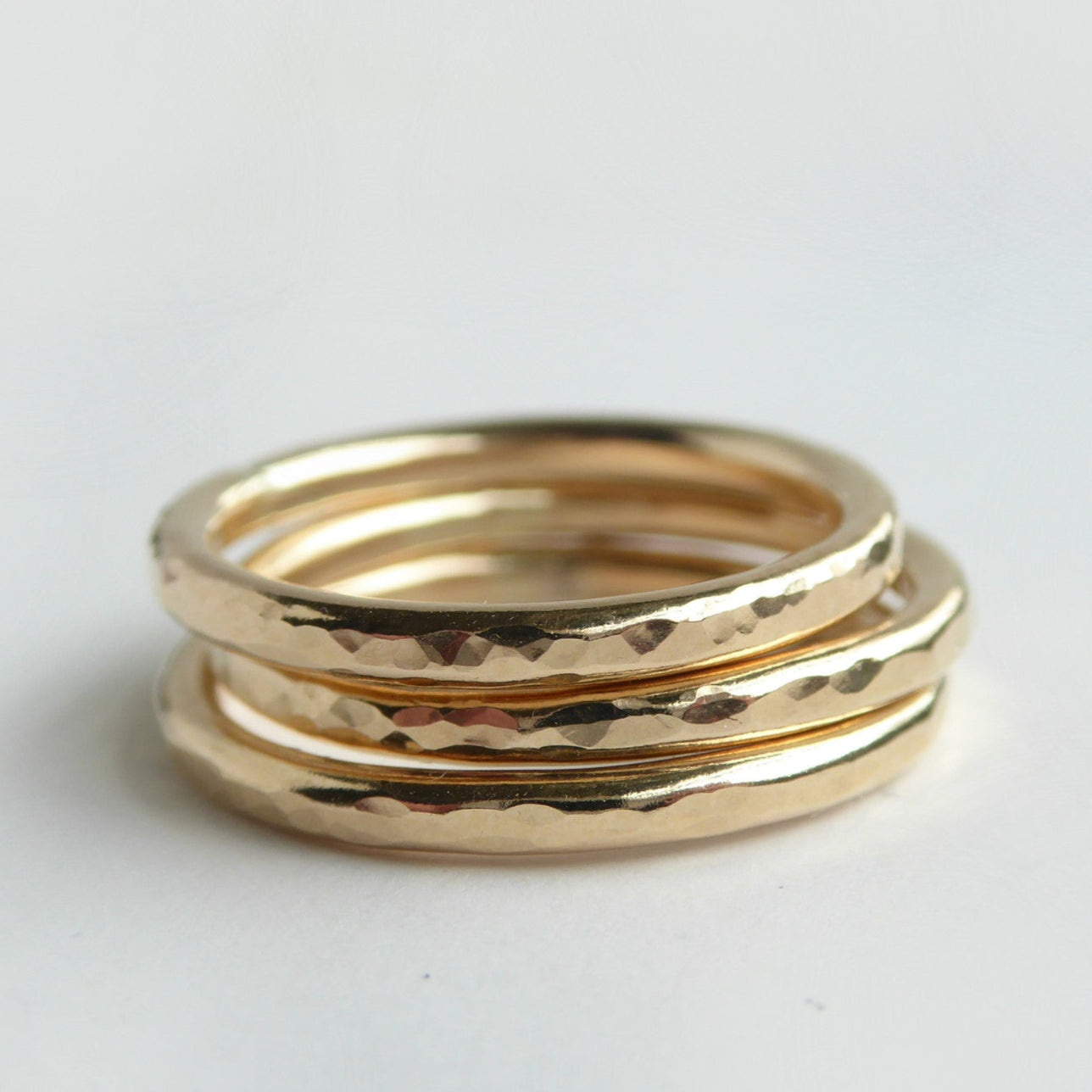 Gold Stacking Ring for Women - 14k Gold Hammered Ring