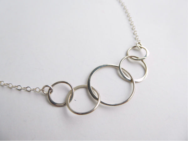 Sterling Silver Five Circle Infinity Necklace