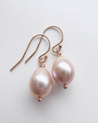 Freshwater Pearl Champagne Pink Pearl Teardrop Earrings - Rose Gold
