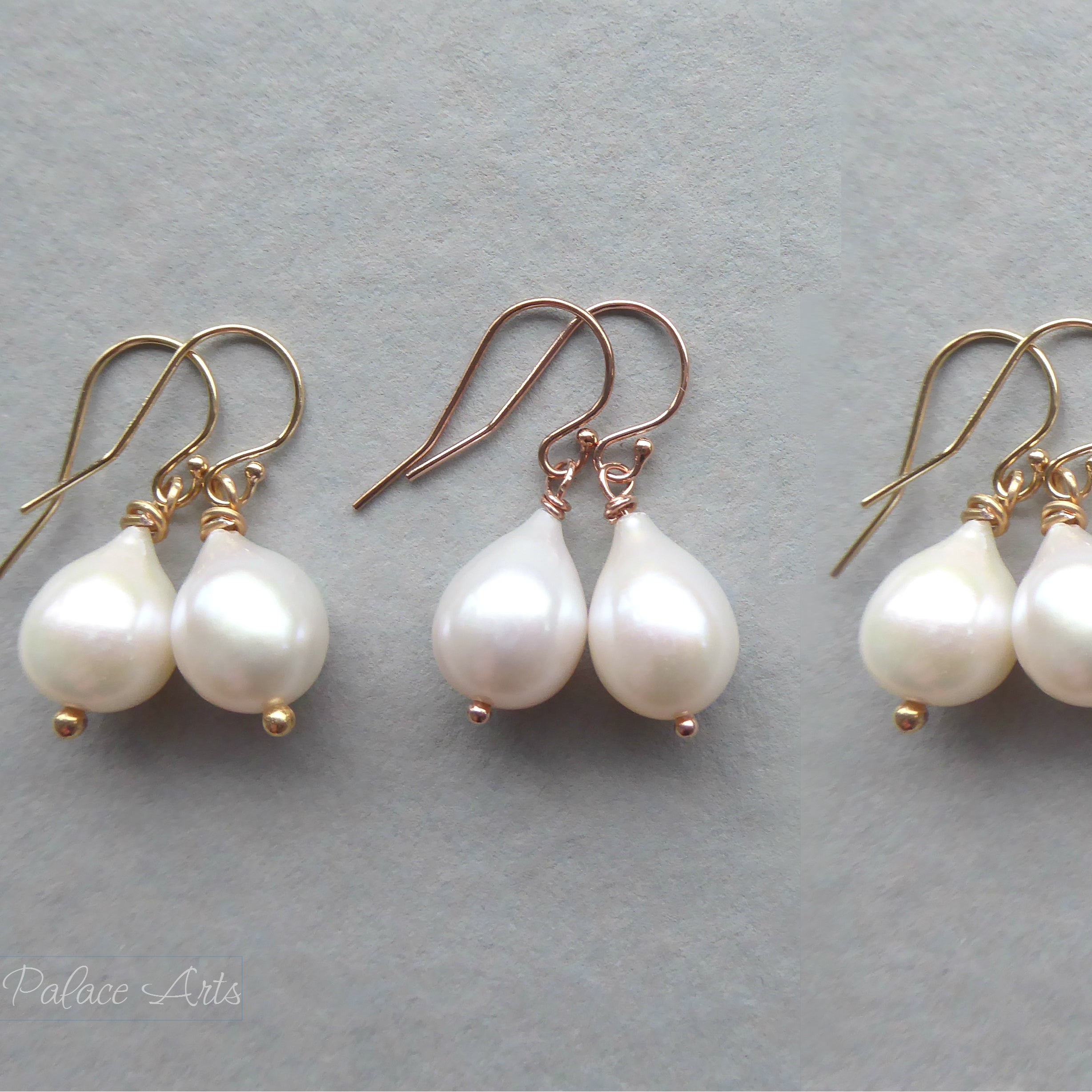 Genuine Freshwater Pearl Teardrop Earrings - Rose Gold, Gold or Sterling Silver