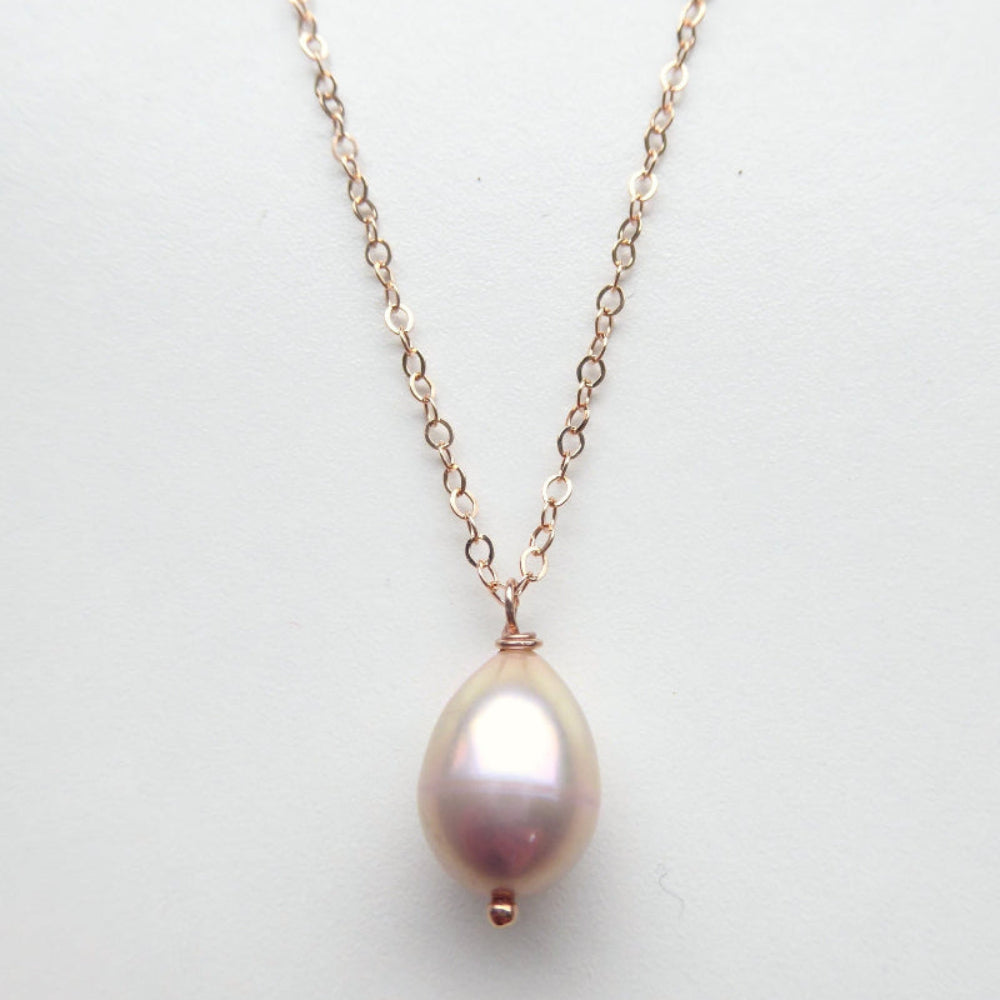 Champagne Pink Freshwater Pearl Necklace Gold