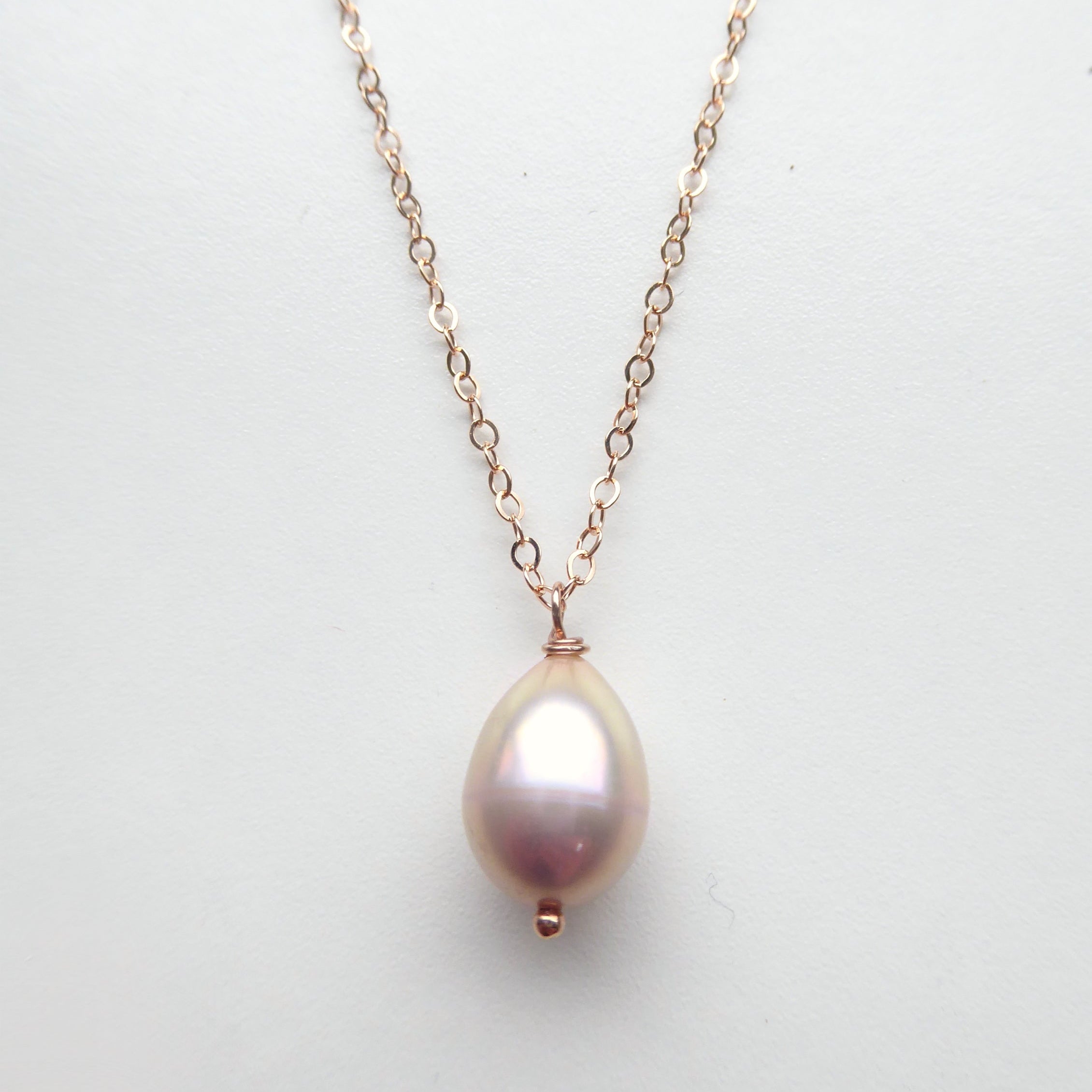 Champagne Pink Freshwater Pearl Necklace Gold