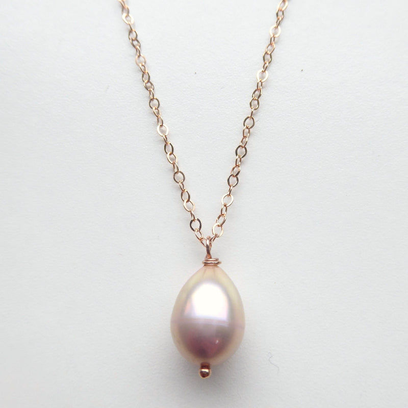 Champagne Pink Freshwater Pearl Necklace Gold