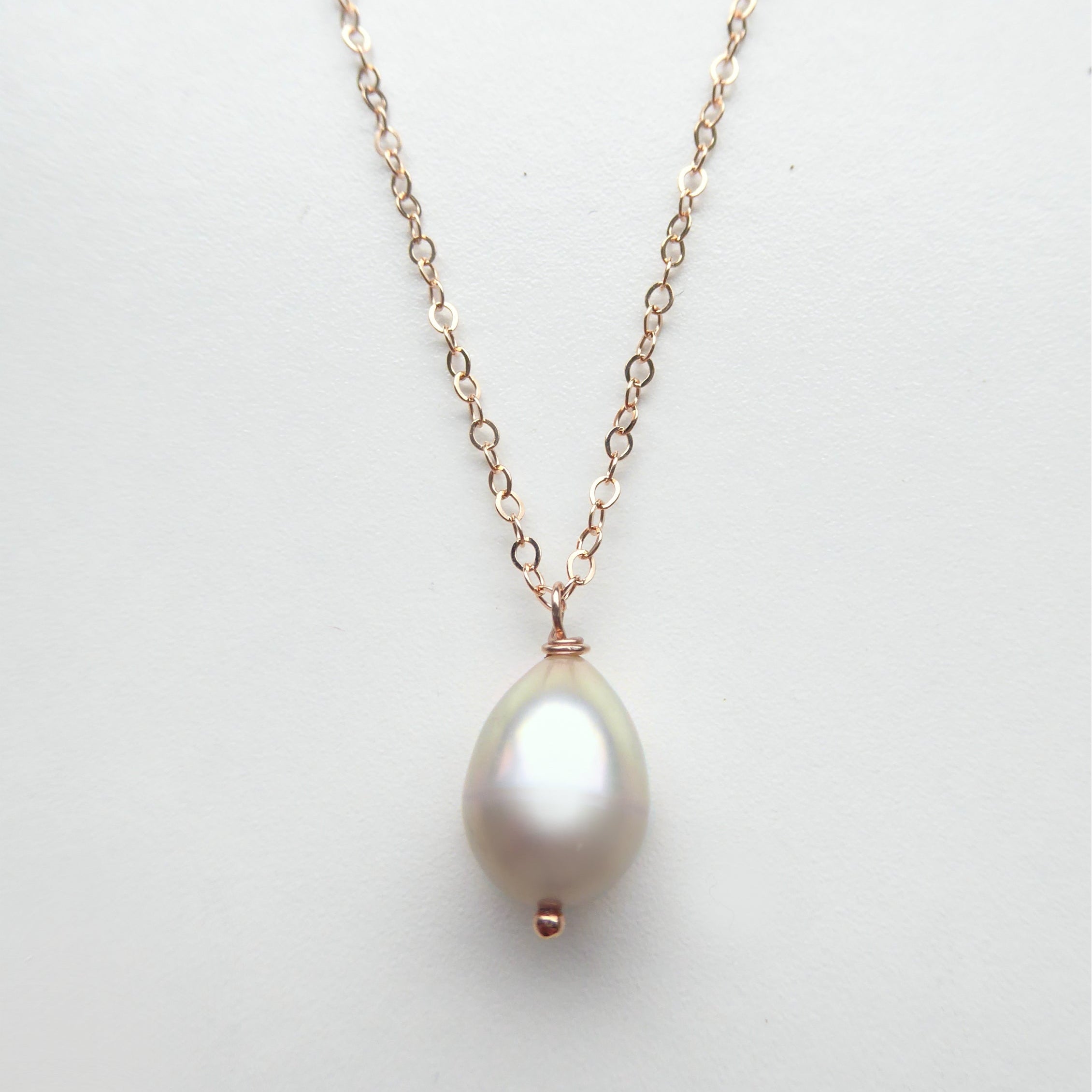 Freshwater Pearl Teardrop Necklace Rose Gold