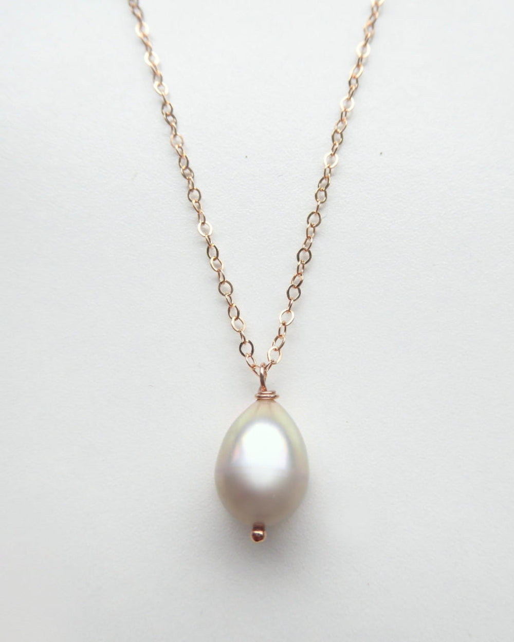 Freshwater Pearl Teardrop Necklace Rose Gold