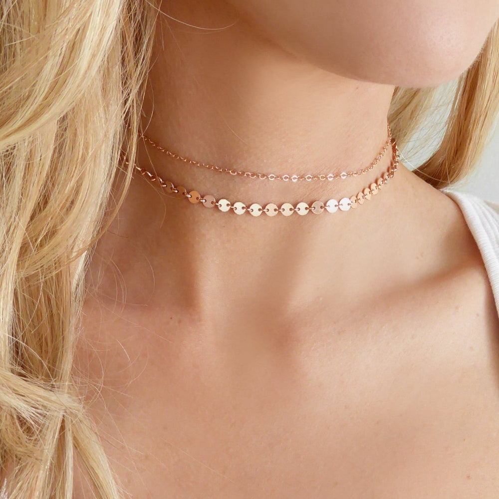 Gold Choker Necklace Set ~ Rose Gold Fill
