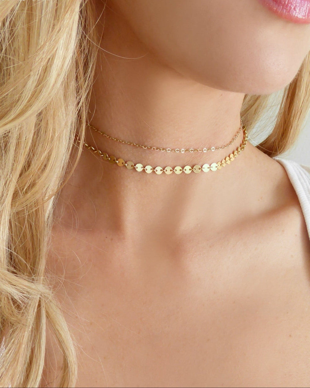 Gold Choker Necklace Set ~ 14k Gold Fill