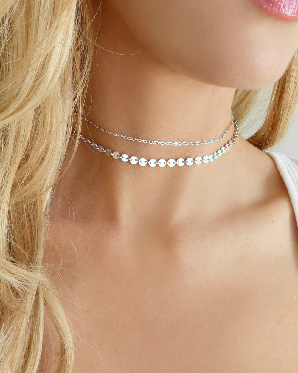 Gold Choker Necklace Set ~ Sterling Silver