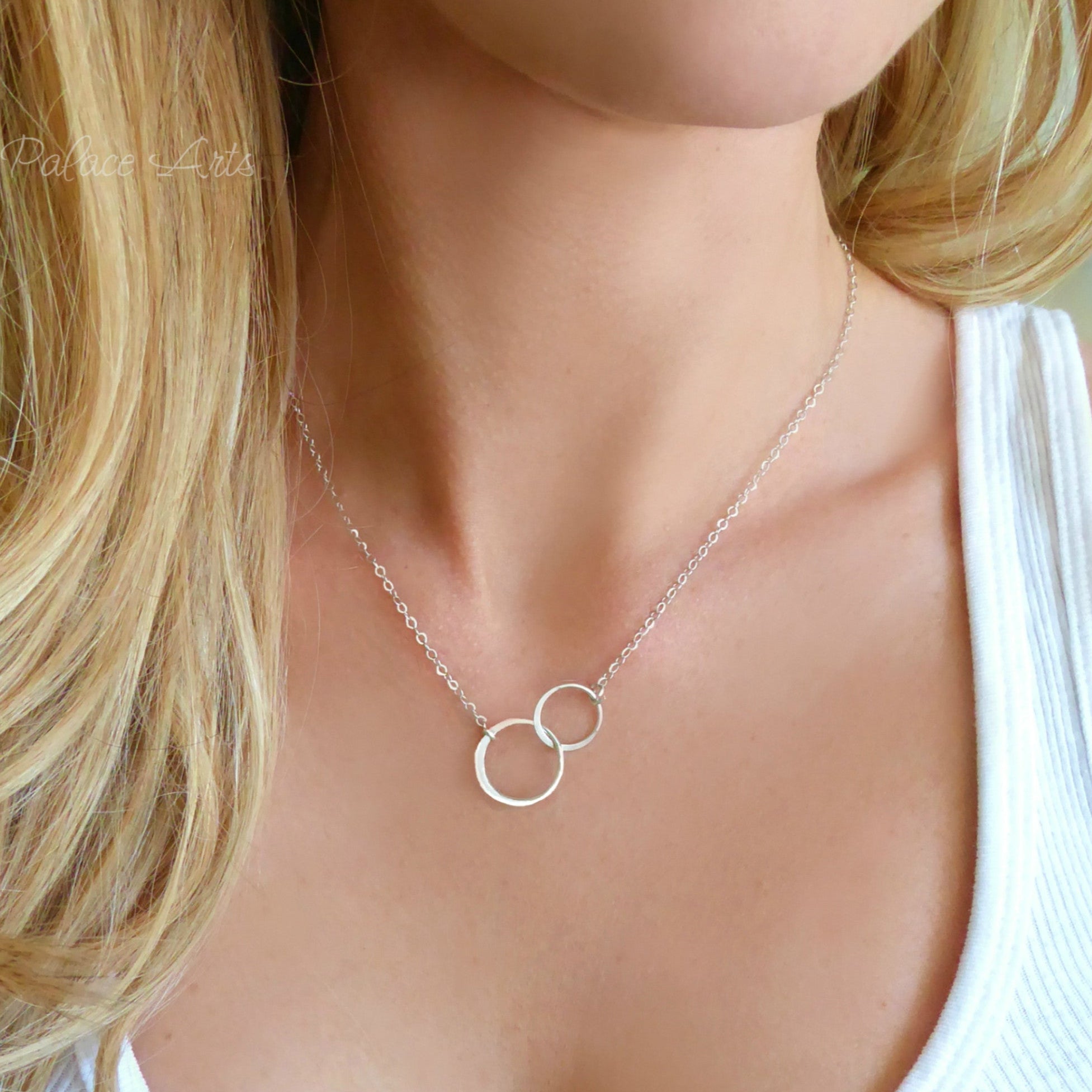Infinity Necklace With Simple Circle Pendant - In Sterling Silver