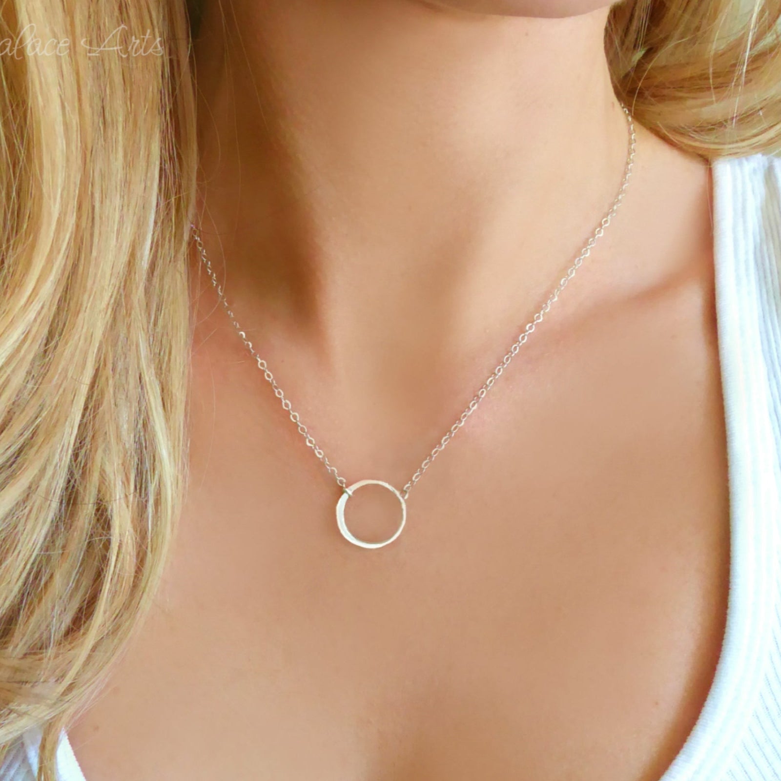 Minimalist Circle Necklace With Infinity Pendant - Sterling Silver