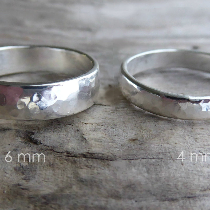 Thick Sterling Silver Hammered Ring for Men - Wedding Band For Him