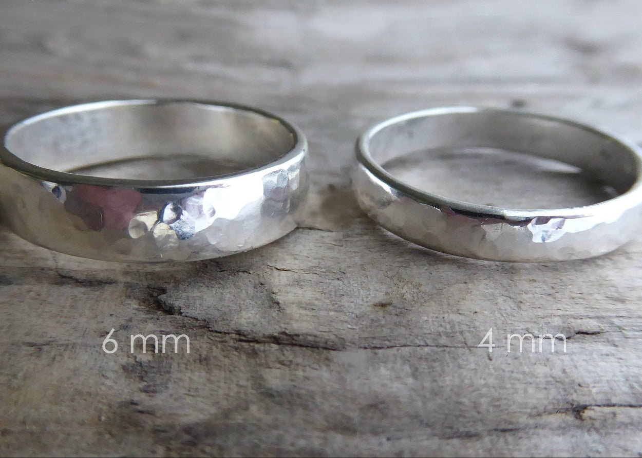 Thick Sterling Silver Hammered Ring for Men - Wedding Band For Him