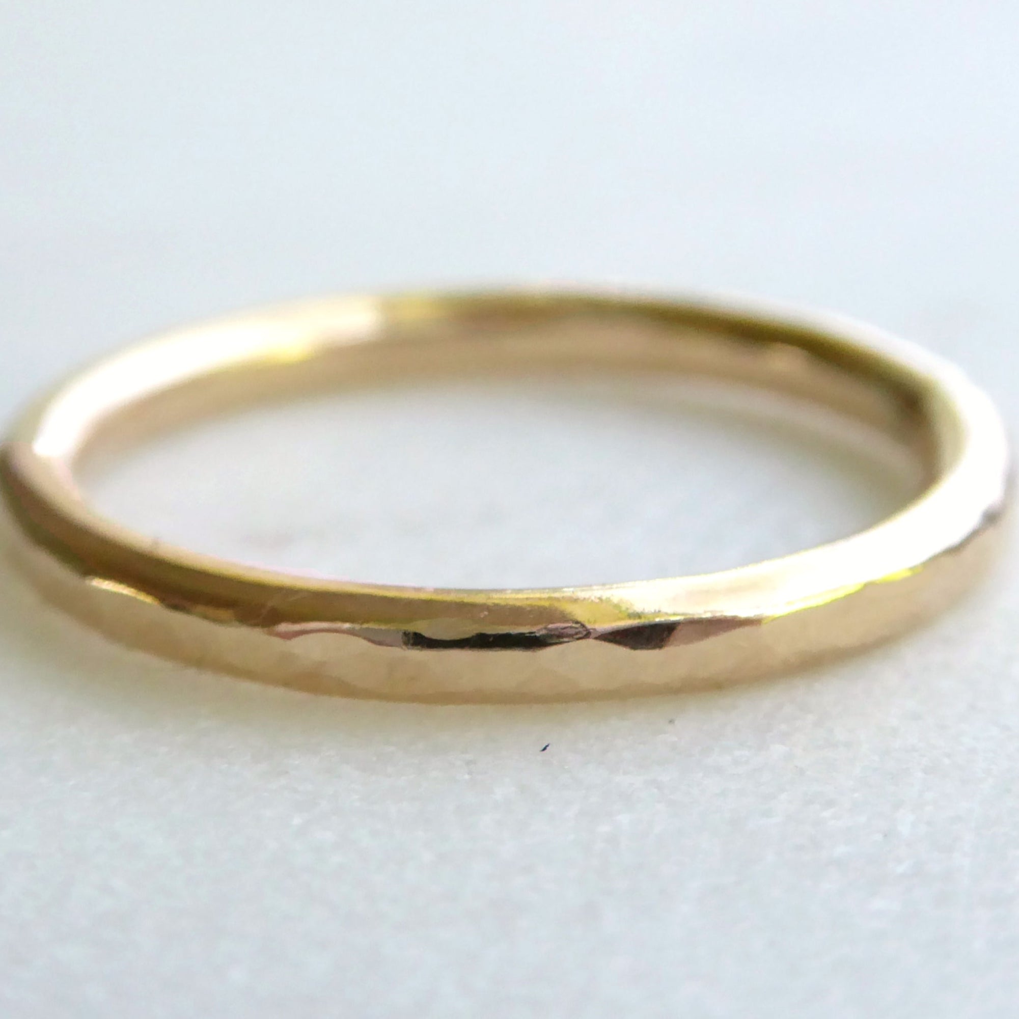 Gold Stacking Ring for Women - 14k Gold Hammered Ring