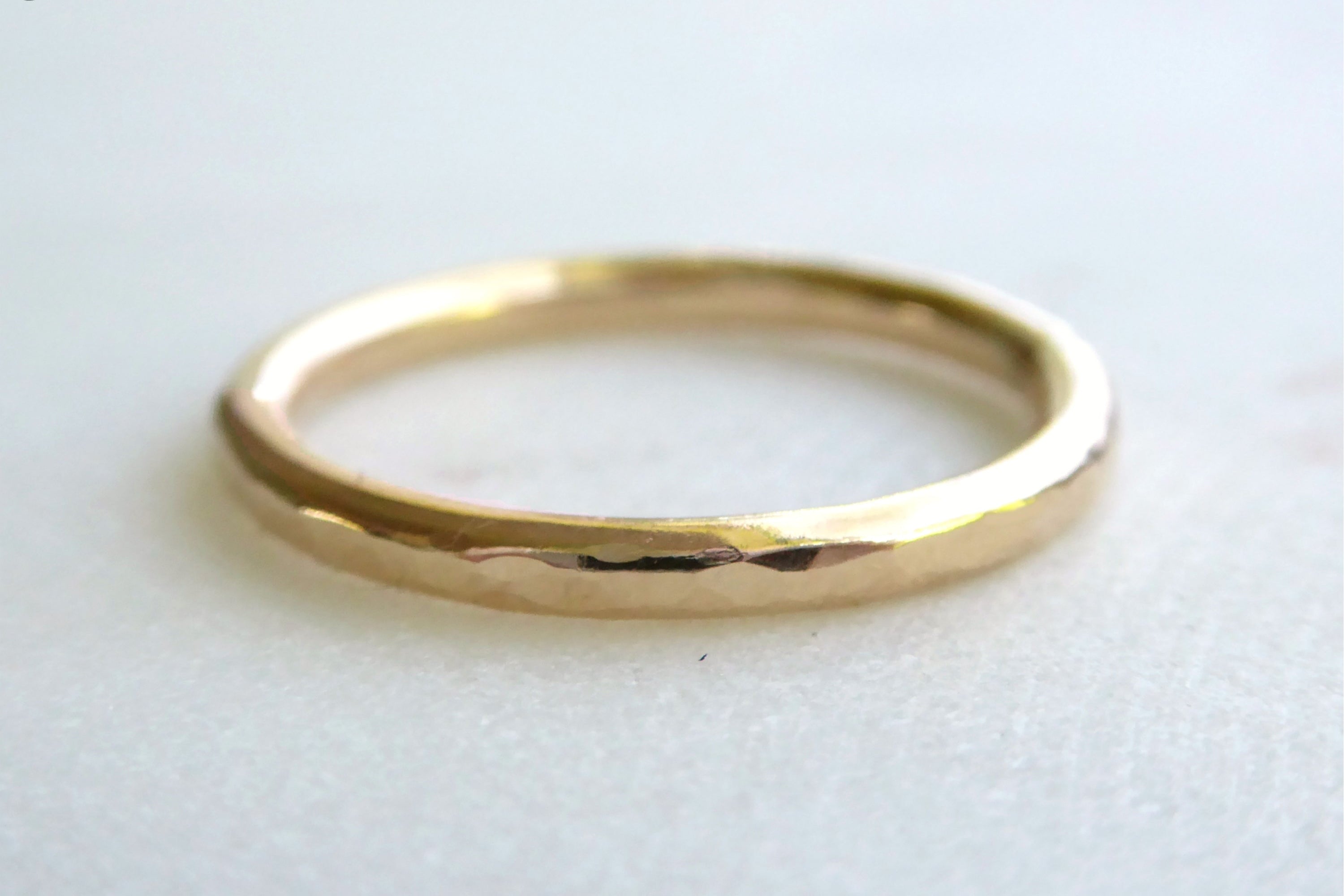 Gold Stacking Ring for Women - 14k Gold Hammered Ring