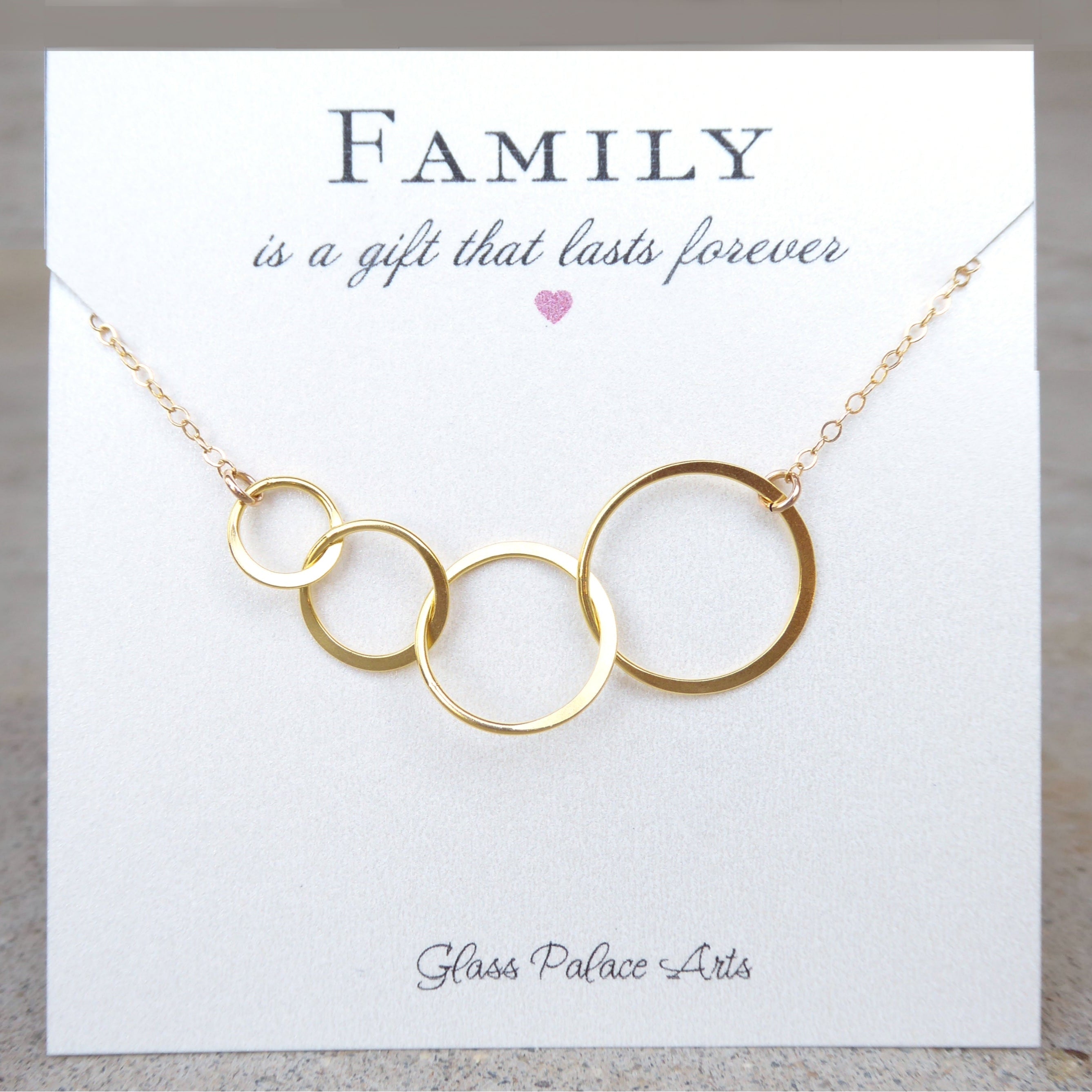 Four Circle Infinity Necklace On Family Message Card