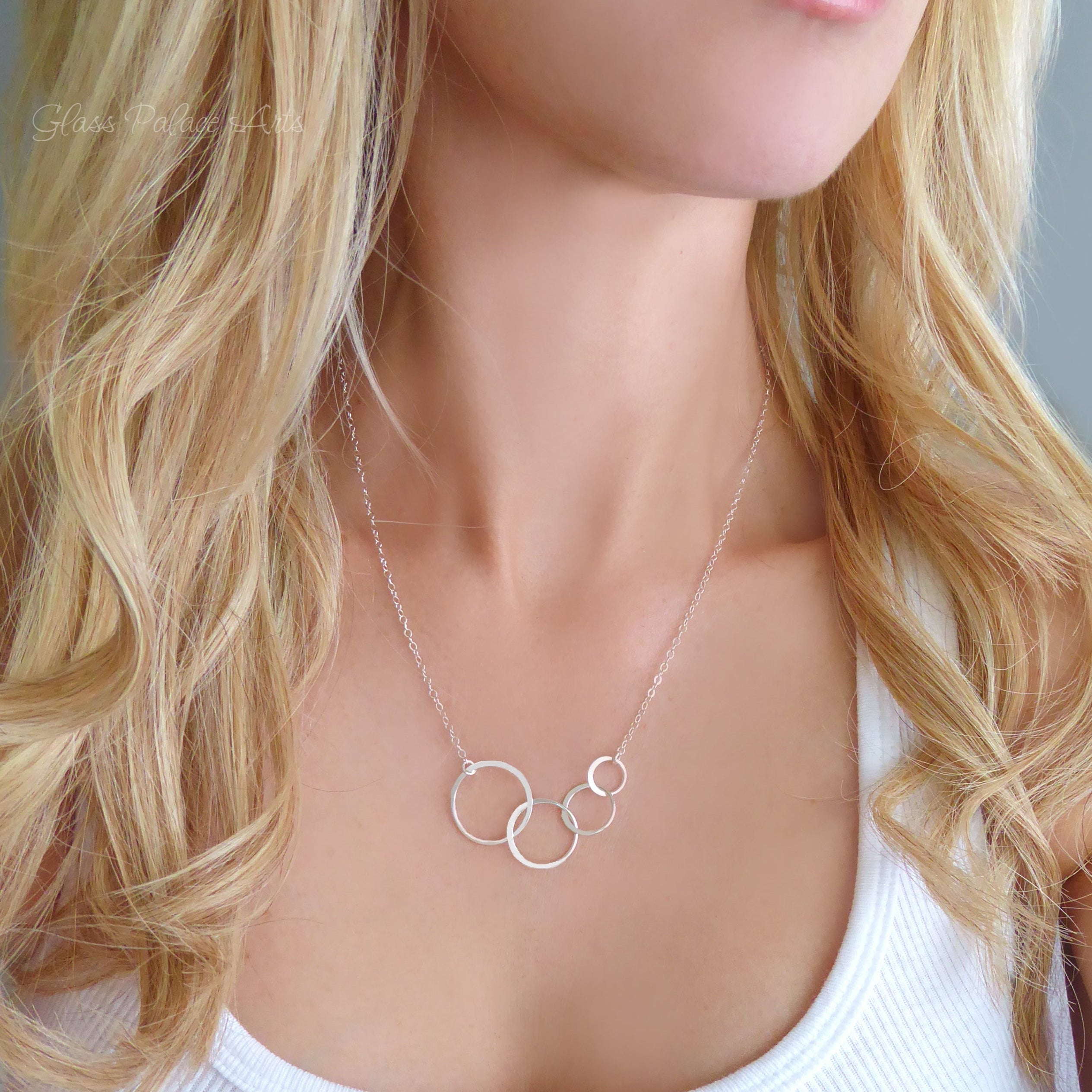 Four Circle Eternity Necklace With Interlocking Circles