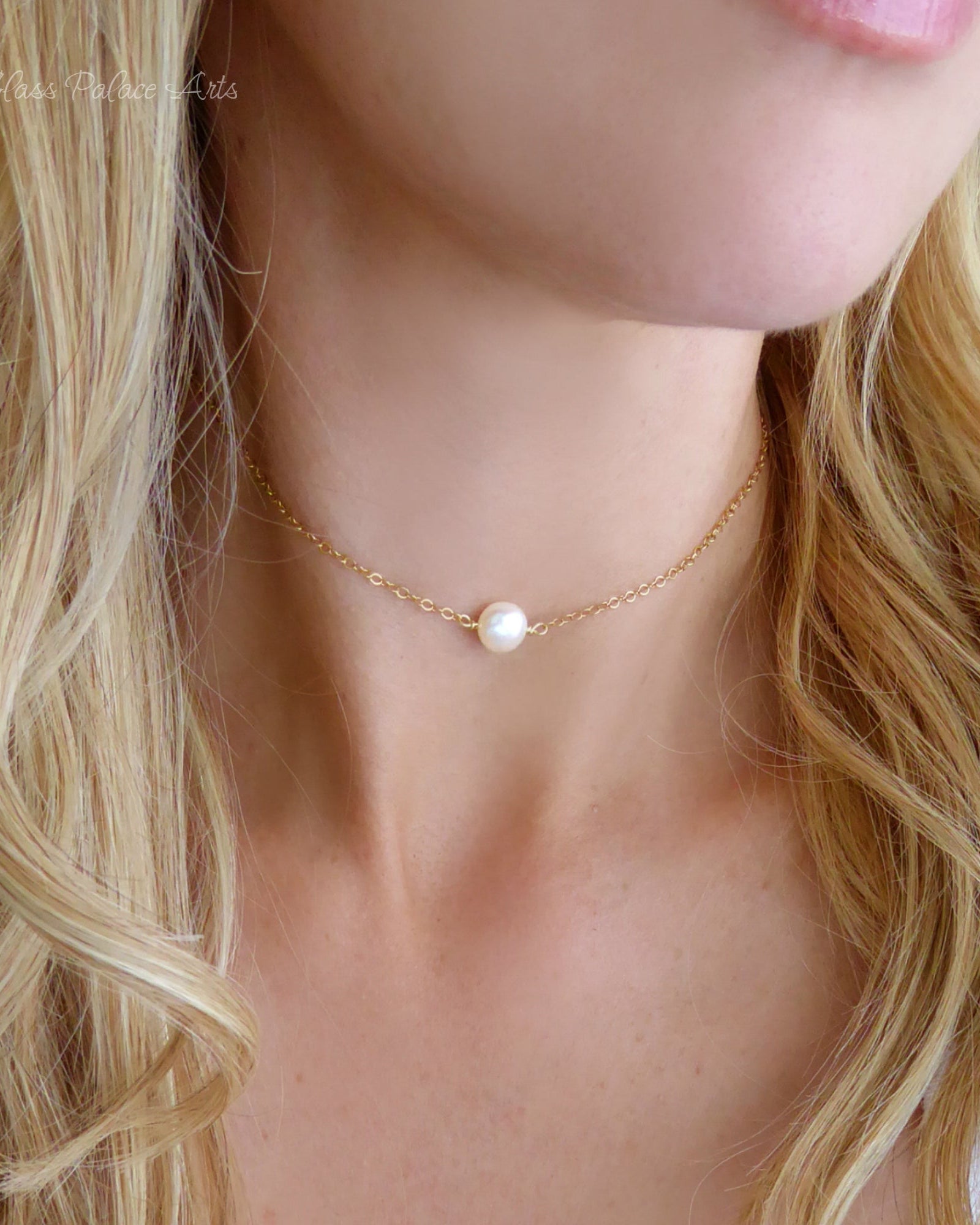 Small Freshwater Coin Pearl Choker Necklace For Women - Adjustable