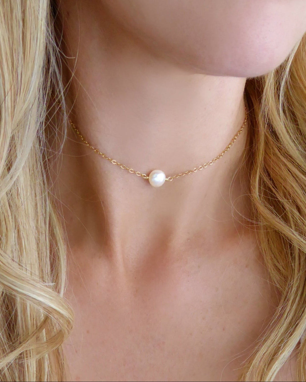 Small Freshwater Coin Pearl Choker Necklace For Women - Adjustable