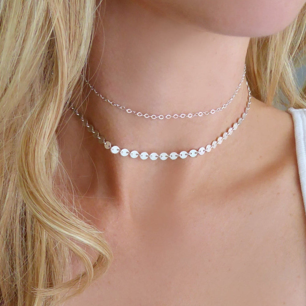 Gold Choker Necklace Set ~ Sterling Silver