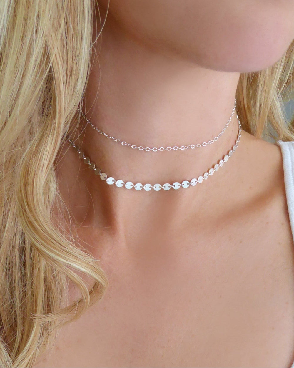 Gold Choker Necklace Set ~ Sterling Silver