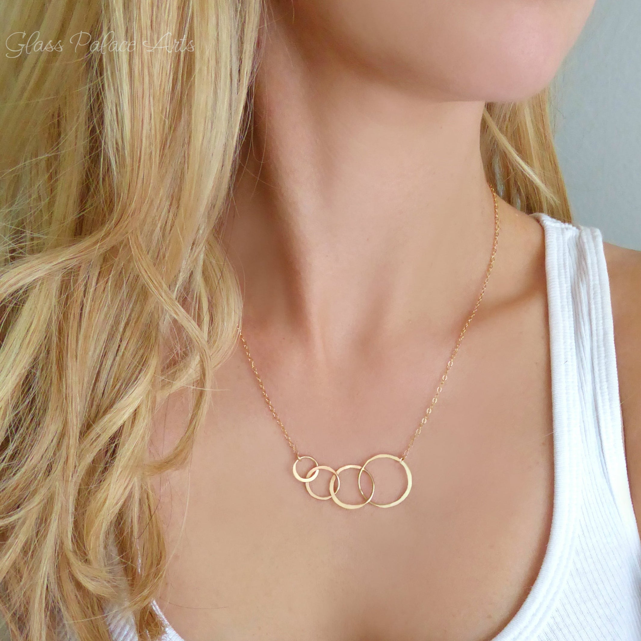 Rose Gold Four Circle Eternity Necklace With Interlocking Circles