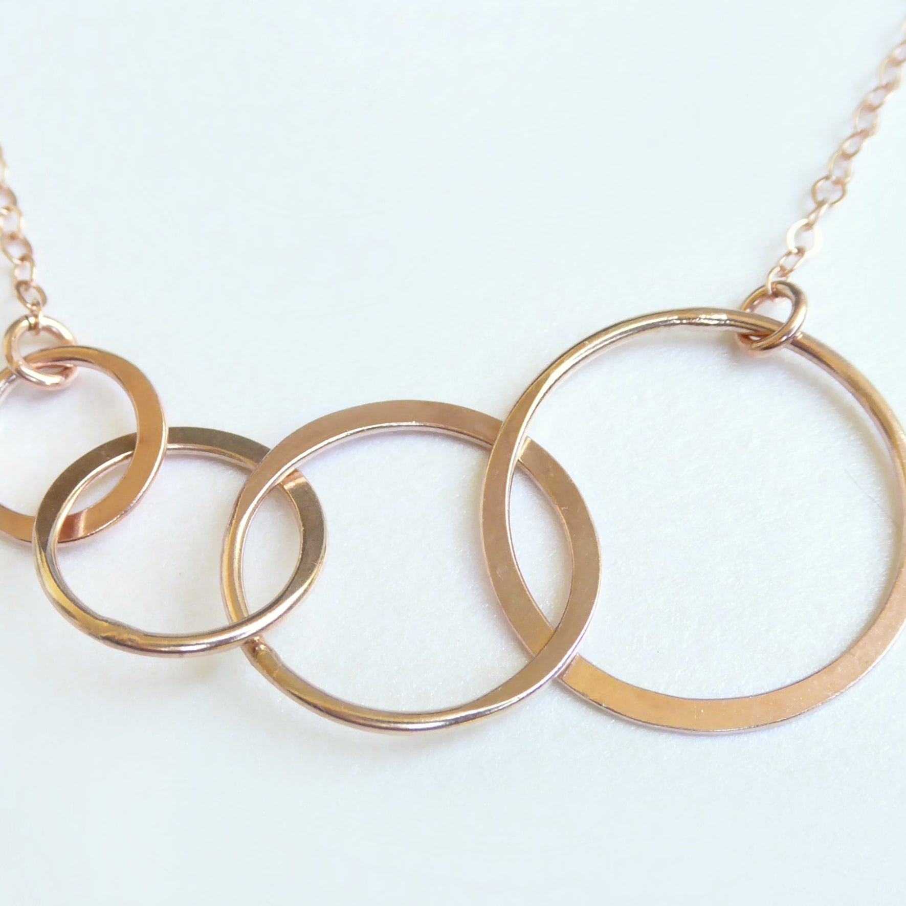 Rose Gold Four Circle Eternity Necklace With Interlocking Circles