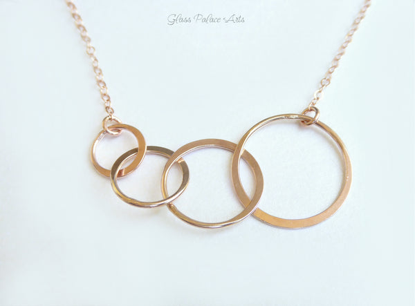 Rose Gold Four Circle Infinity Necklace