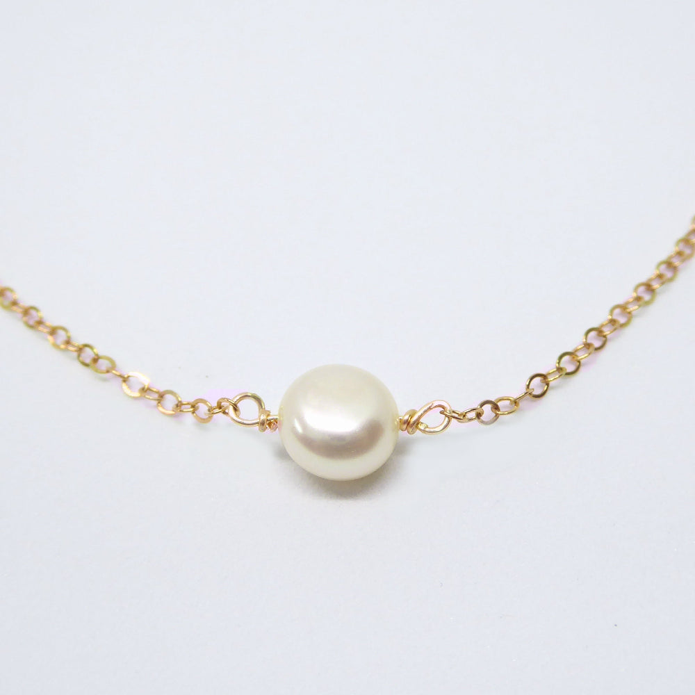 Small Freshwater Coin Pearl Choker Necklace For Women - Adjustable
