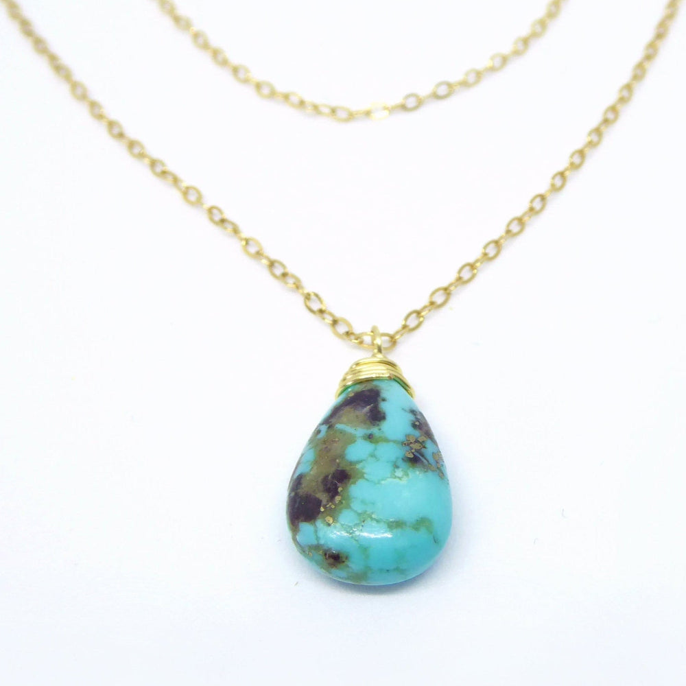 Sleeping Beauty Turquoise Multi Strand Necklace - Sterling Silver or 14k Gold Fill