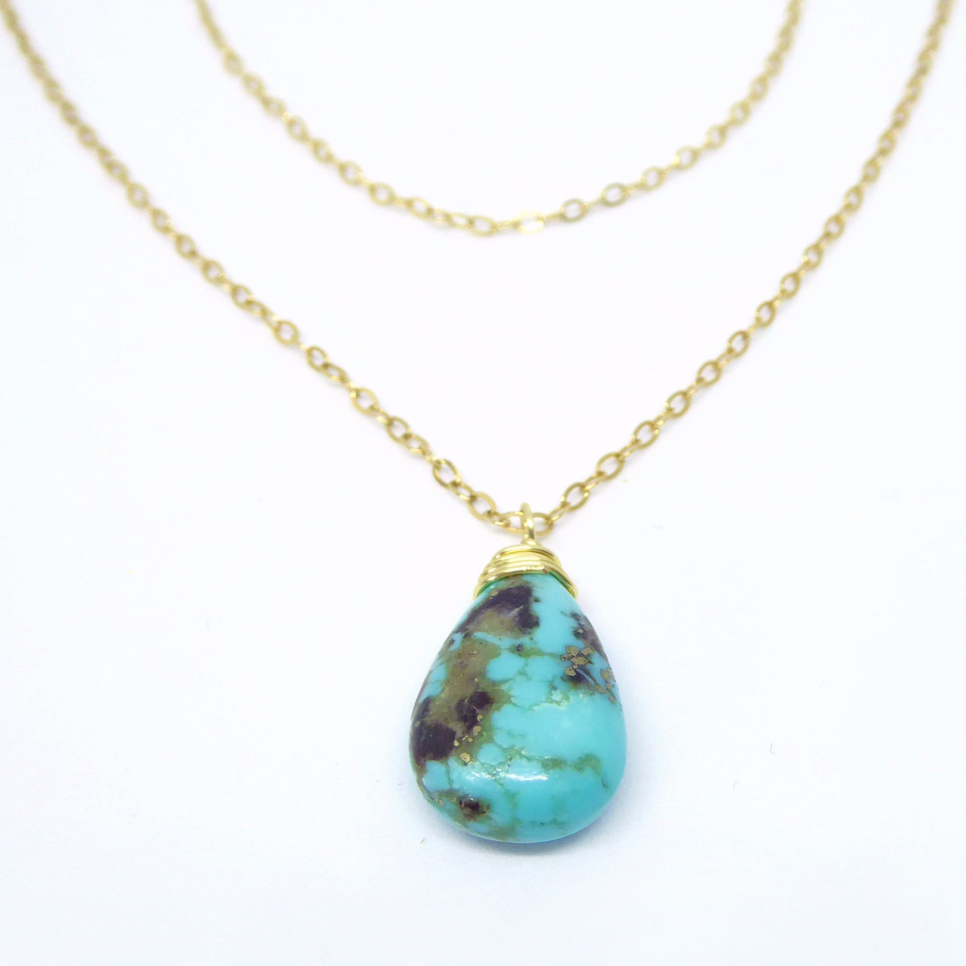 Sleeping Beauty Turquoise Multi Strand Necklace - Sterling Silver or 14k Gold Fill