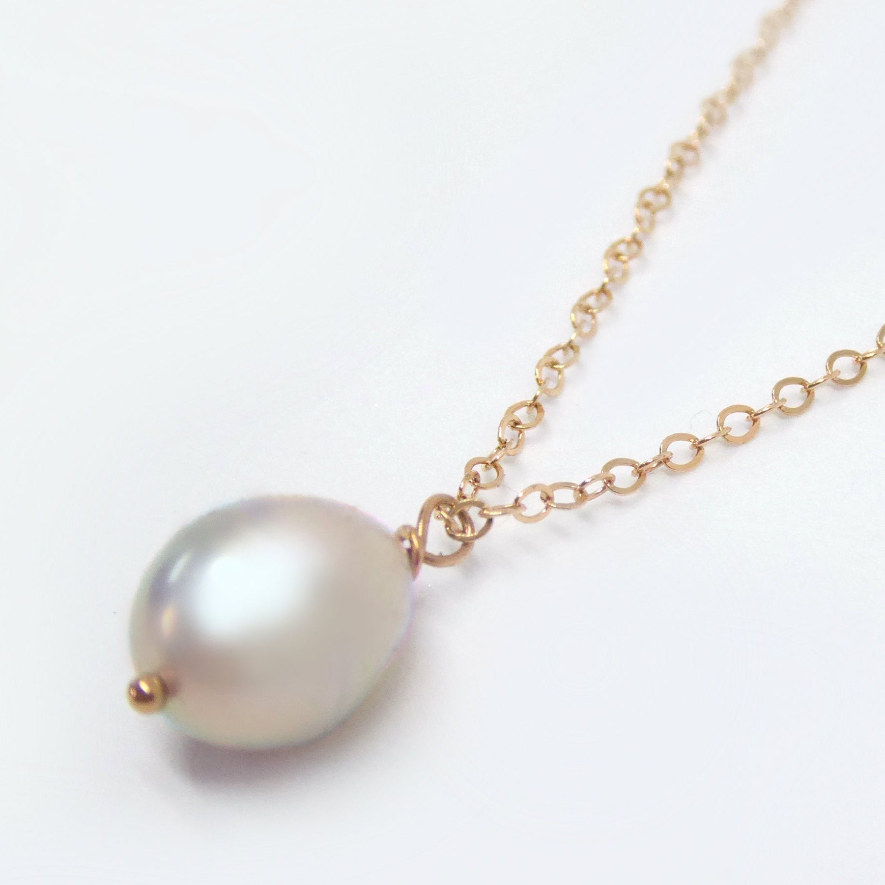 Freshwater Pearl Teardrop Necklace Gold
