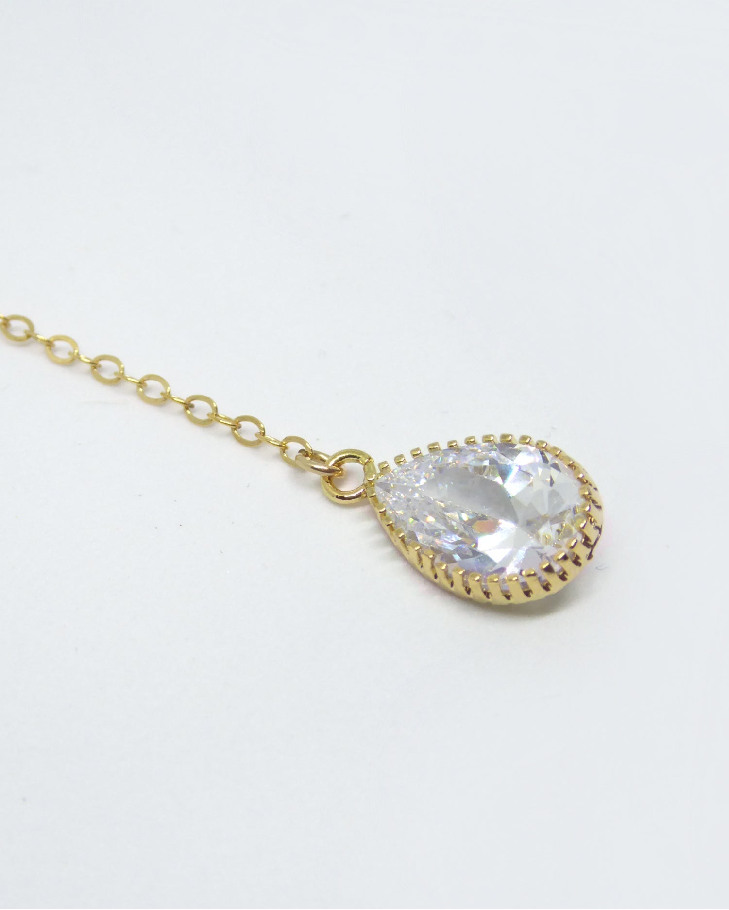 Cubic Zirconia Crystal Teardrop Pendant Y Necklace For Women
