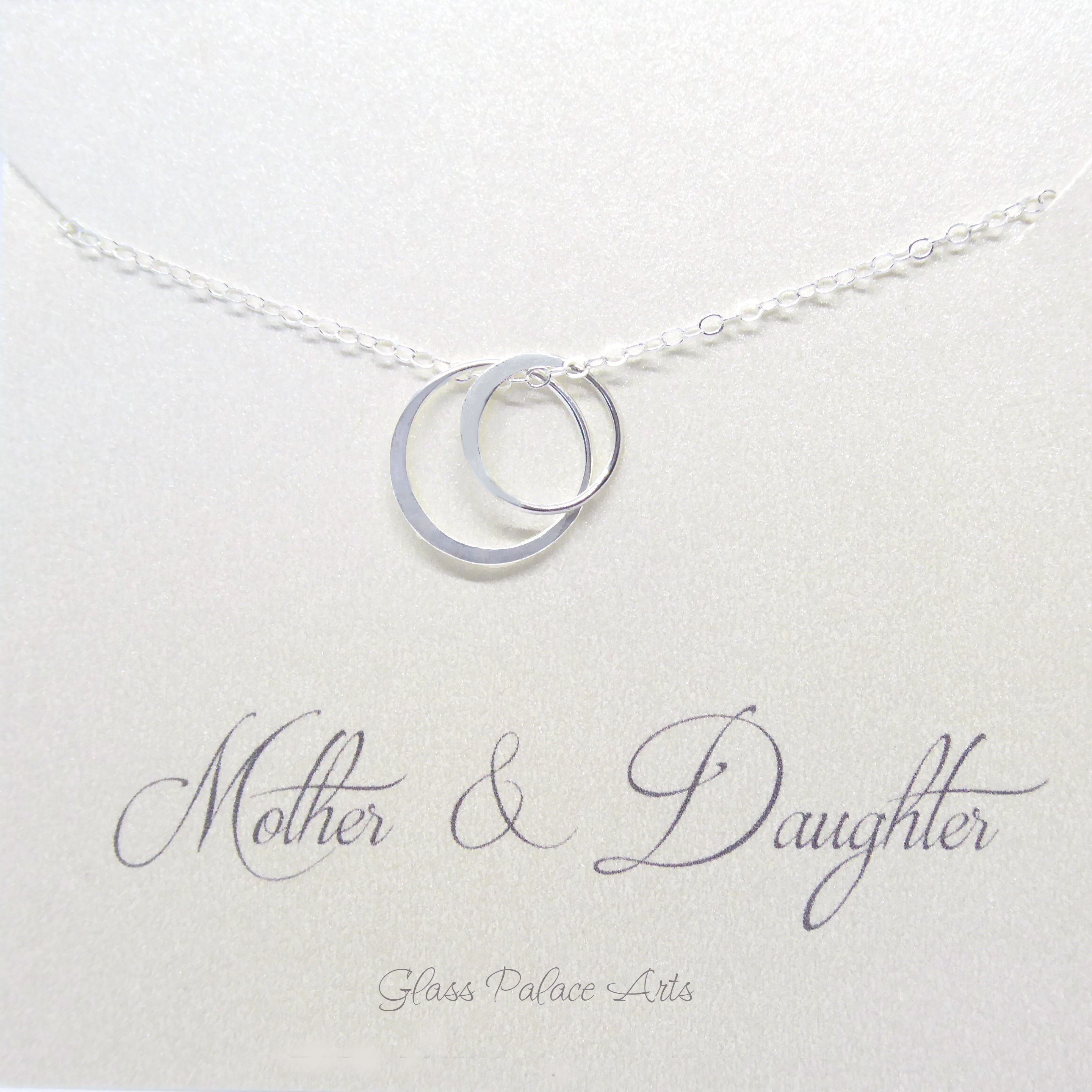 Infinity Necklace With Two Circle Pendants On Mother Daughter Card