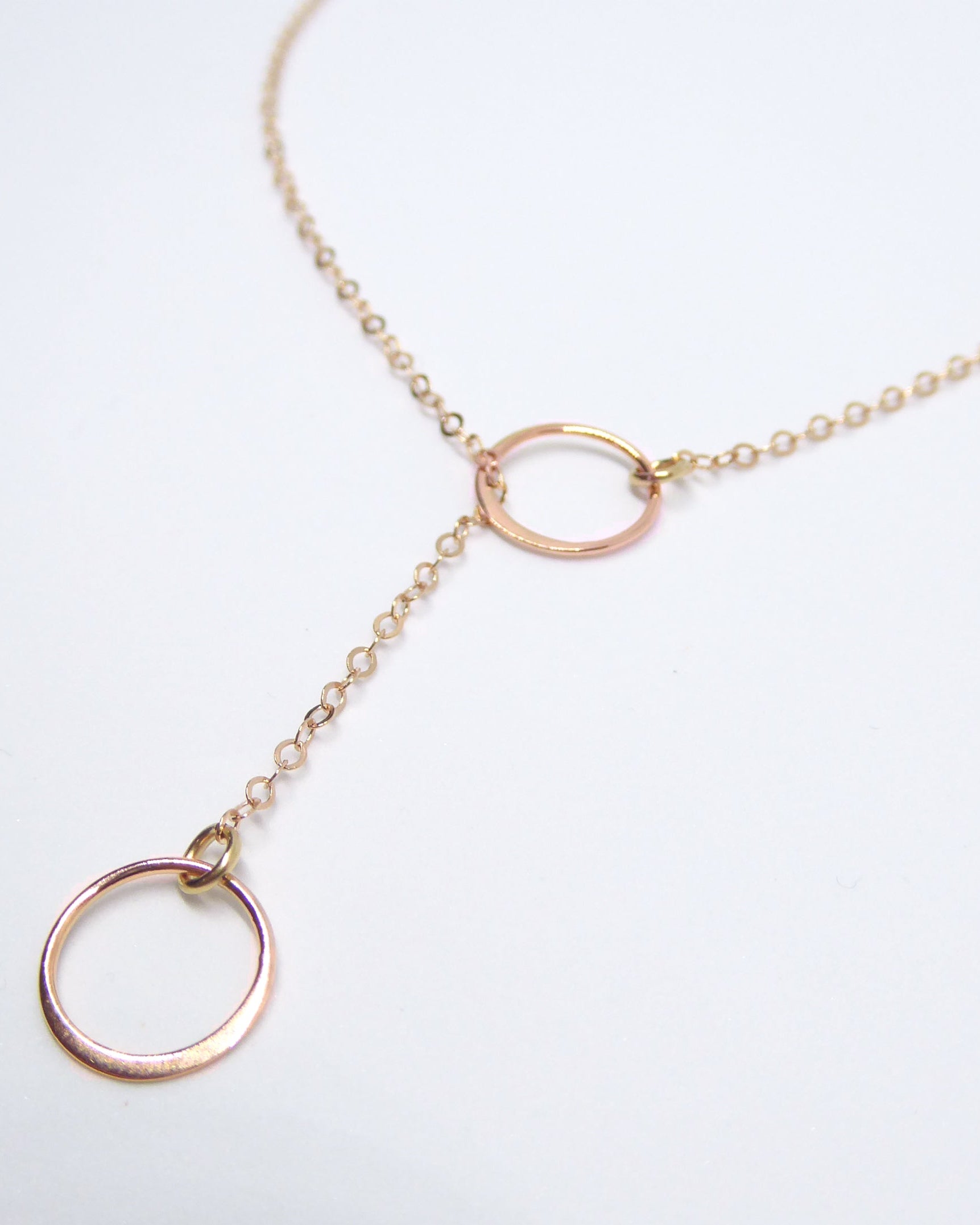 Infinity Lariat Necklace With Small Circles- Sterling Silver, Gold or Rose Gold