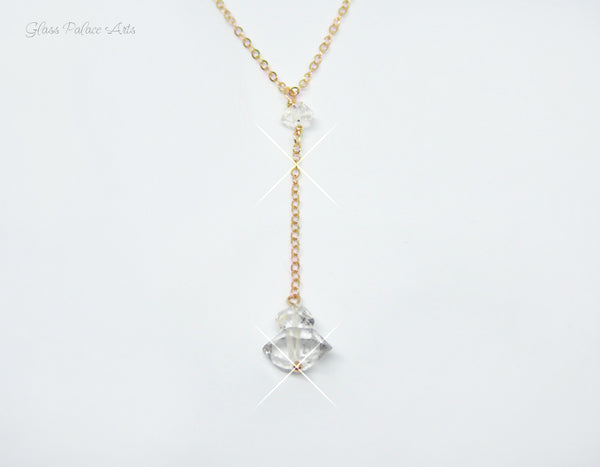 Modern Herkimer Diamond Y Necklace