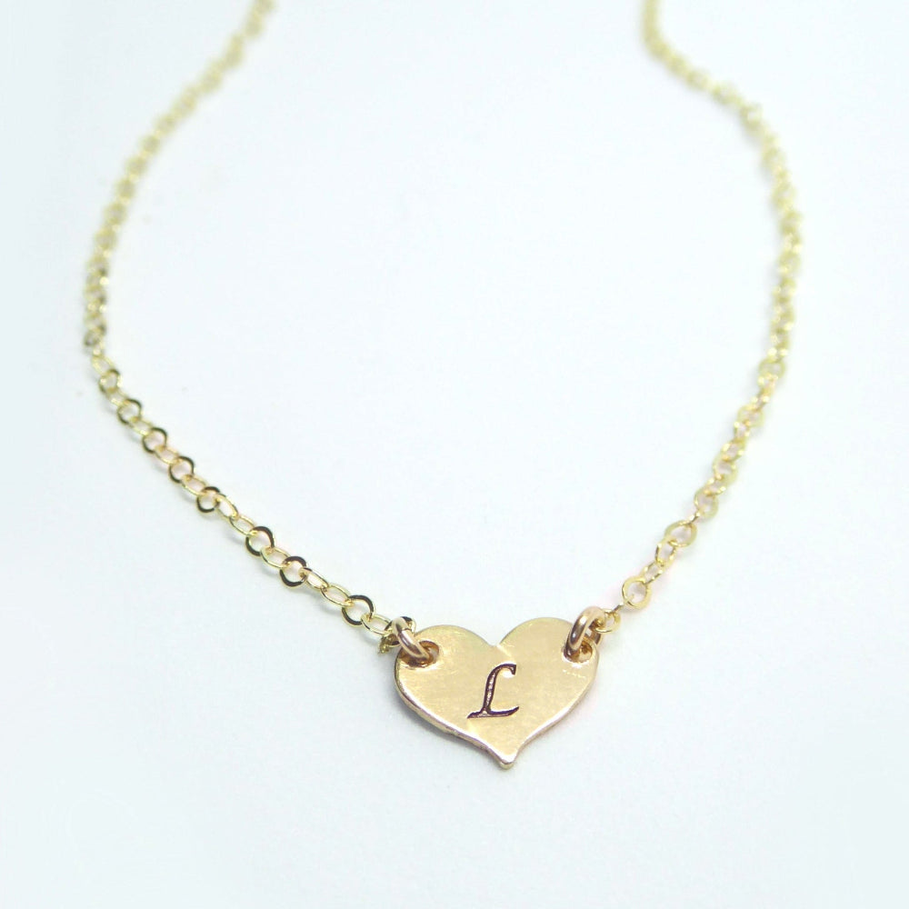 Personalized Heart Choker Necklace For Women - 14k Gold Fill