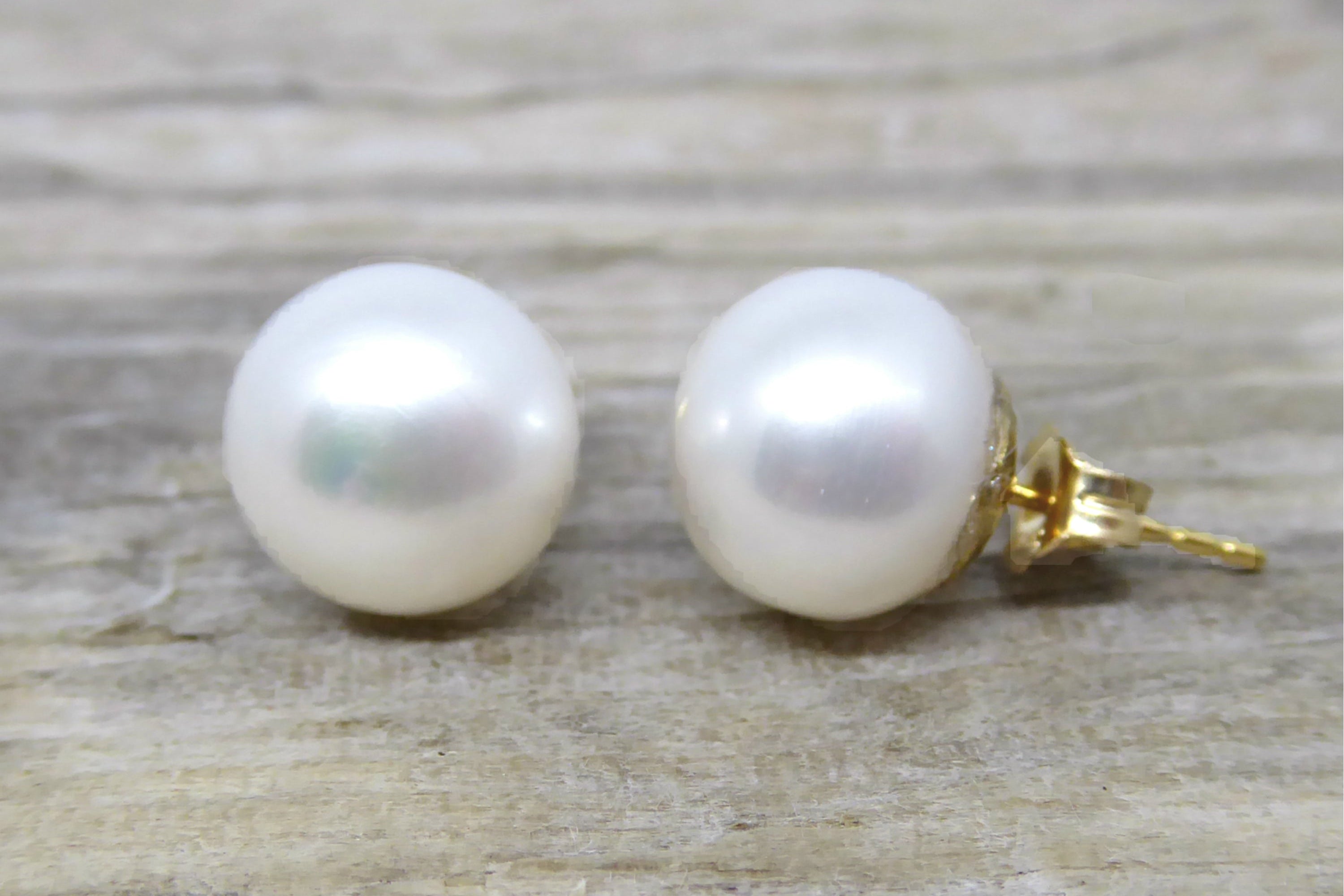 Freshwater Pearl Stud Earrings For Women - 14k Gold Fill