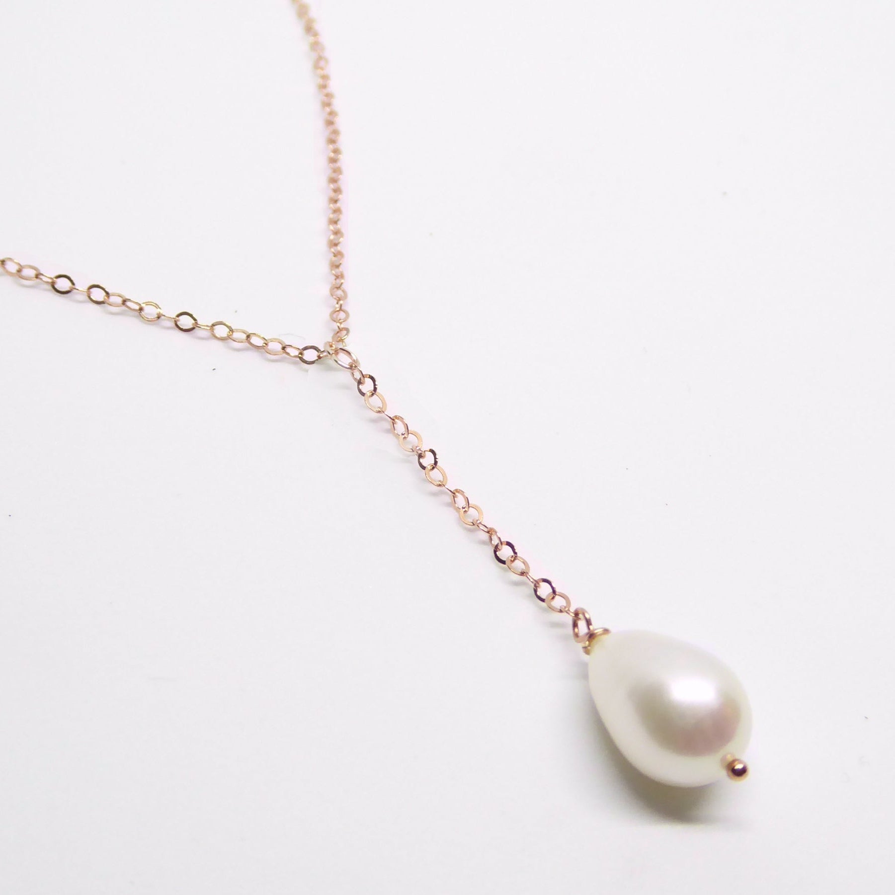 Pearl Teardrop Lariat Y Necklace With Freshwater Pearl Pendant