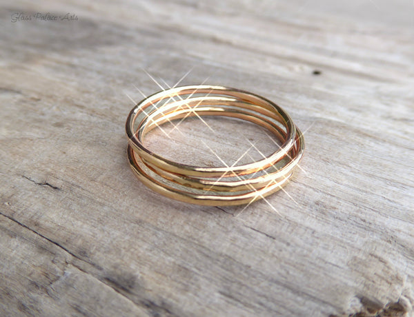 Gold Hammered Stackable Rings for Women