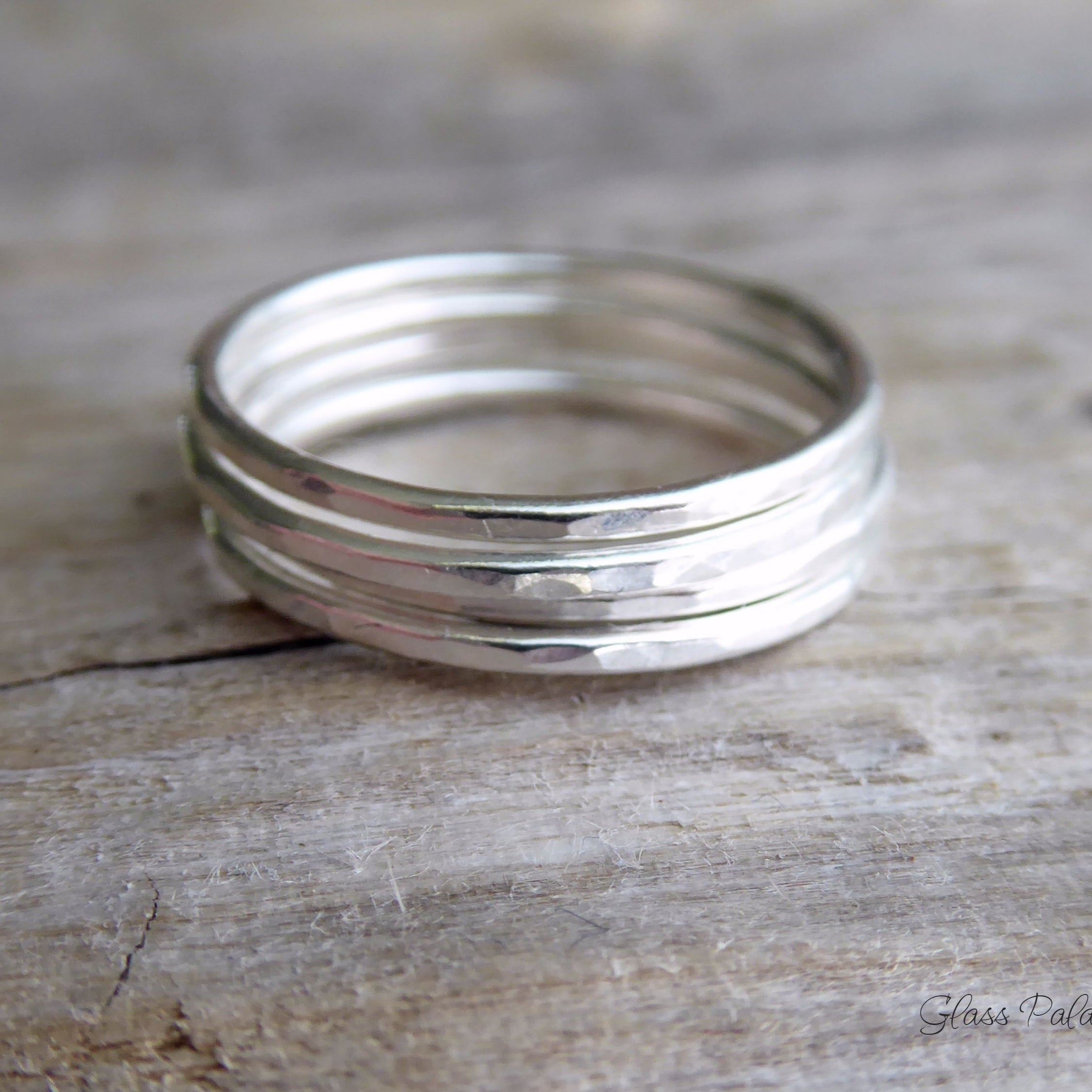 Hammered Sterling Silver Stacking Ring Set For Women - Pinky, Thumb, or Midi Rings