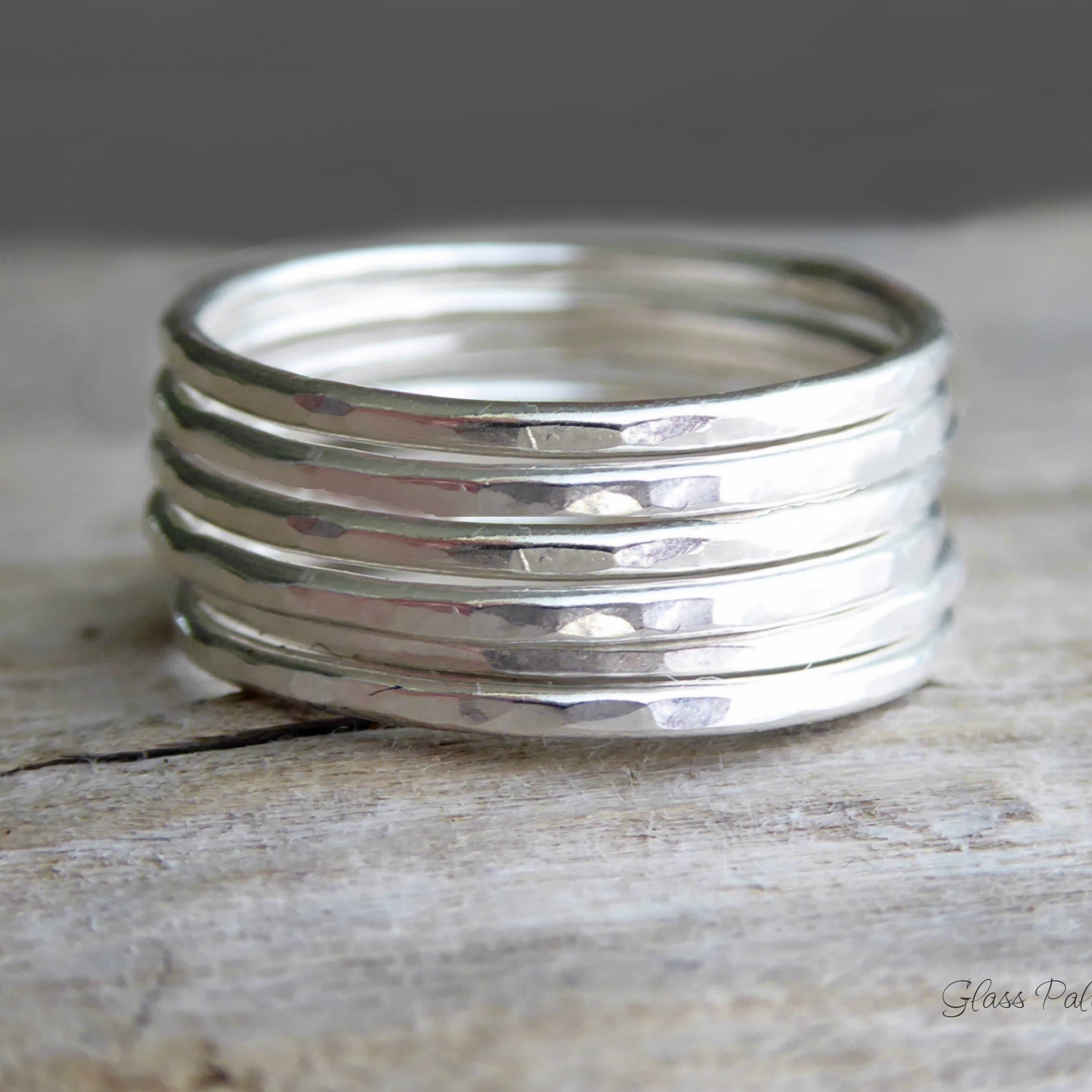 Hammered Sterling Silver Stacking Ring Set For Women - Pinky, Thumb, or Midi Rings