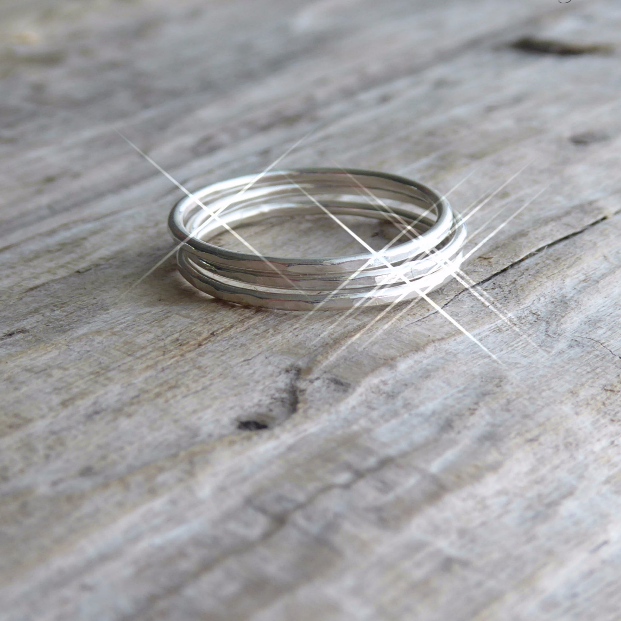 Hammered Sterling Silver Stacking Ring Set For Women - Pinky, Thumb, or Midi Rings