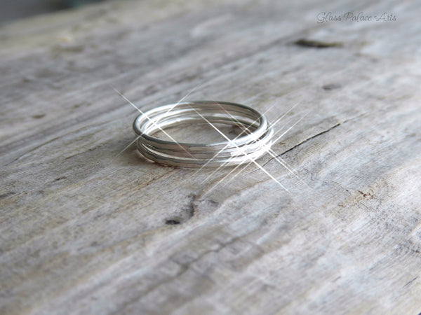 Hammered Sterling Silver Stacking Ring Set For Women - Pinky, Thumb, or Midi Rings